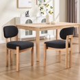 thumbnail image 5 of PORKISS Upholstered Dining Chairs Set of 2, Mid-Century Kitchen Chairs with Solid Wood Legs and Cushioned Wingback for Kitchen, Black, 5 of 8