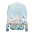 thumbnail image 3 of FNFYFH Long Sleeve Shirt for Women Soft Kit Tops Fall 2025 Crew Neck Casual Basic T-Shirts Floral Print Underscrubs, 3 of 8