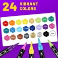 thumbnail image 4 of 24 Colors Acrylic Paint Markers, Dual Tip with Fine Tip and Brush Tip Pens for Stone, Wood, Calligraphy, Canvas, Ceramic, Metal, Glass, Rock Painting, DIY Crafts Art Supplies Kit, 4 of 9