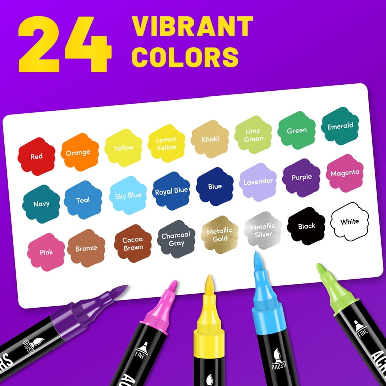 Pagather 24-Color Acrylic Paint Markers, Dual Tip photo 3