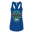 thumbnail image 2 of Wild Bobby Day Of The Dead Sugar Skull Pop Culture Women Racerback Tank Top, Royal, Medium, 2 of 5