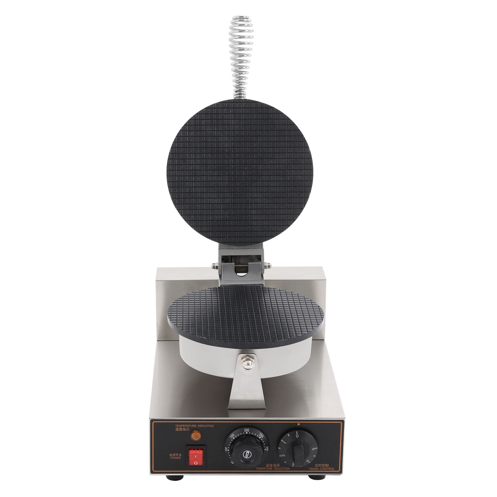 1200W Commercial Ice Cream Cone Machine, Stainless Steel Waffle Cone Maker, Temperature and Time Control