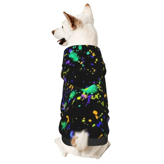 Glow In Dark Splatter Neon Dog Sweatshirt Pet Wear Hoodie Soft Warm Easy To Wear Puppy Cat Dogs Apparel Small