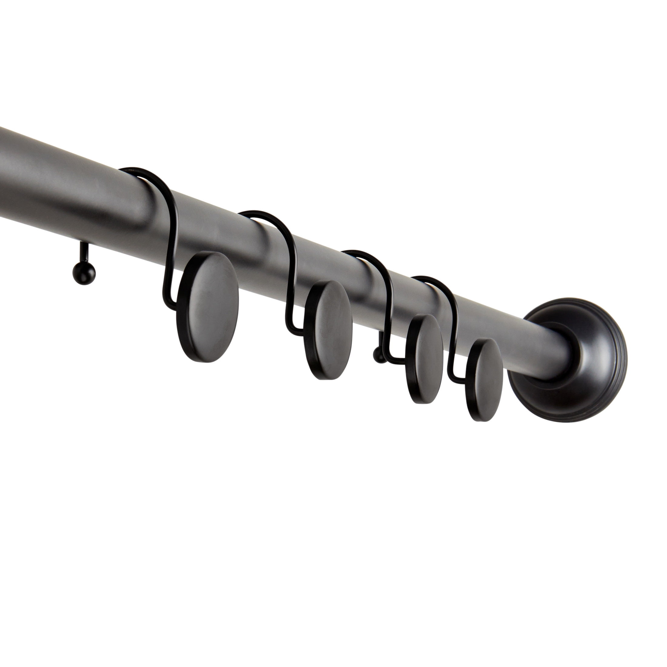Better Homes & Gardens Matte Black Decorative Button Shower Hooks, Rustproof Metal, 12 Count