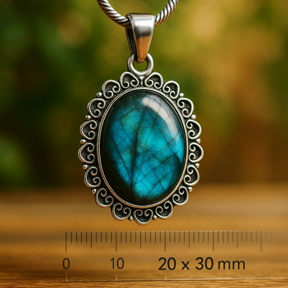 Large Labradorite Pendant for Women, 925 Solid Silver, Designer Pendant , Gift for Her