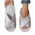 thumbnail image 5 of Wensltd Womens Memory Foam Cotton Slippers Cross Band Cozy Home Slippers Open Toe House Shoes Indoor Outdoor, 5 of 8