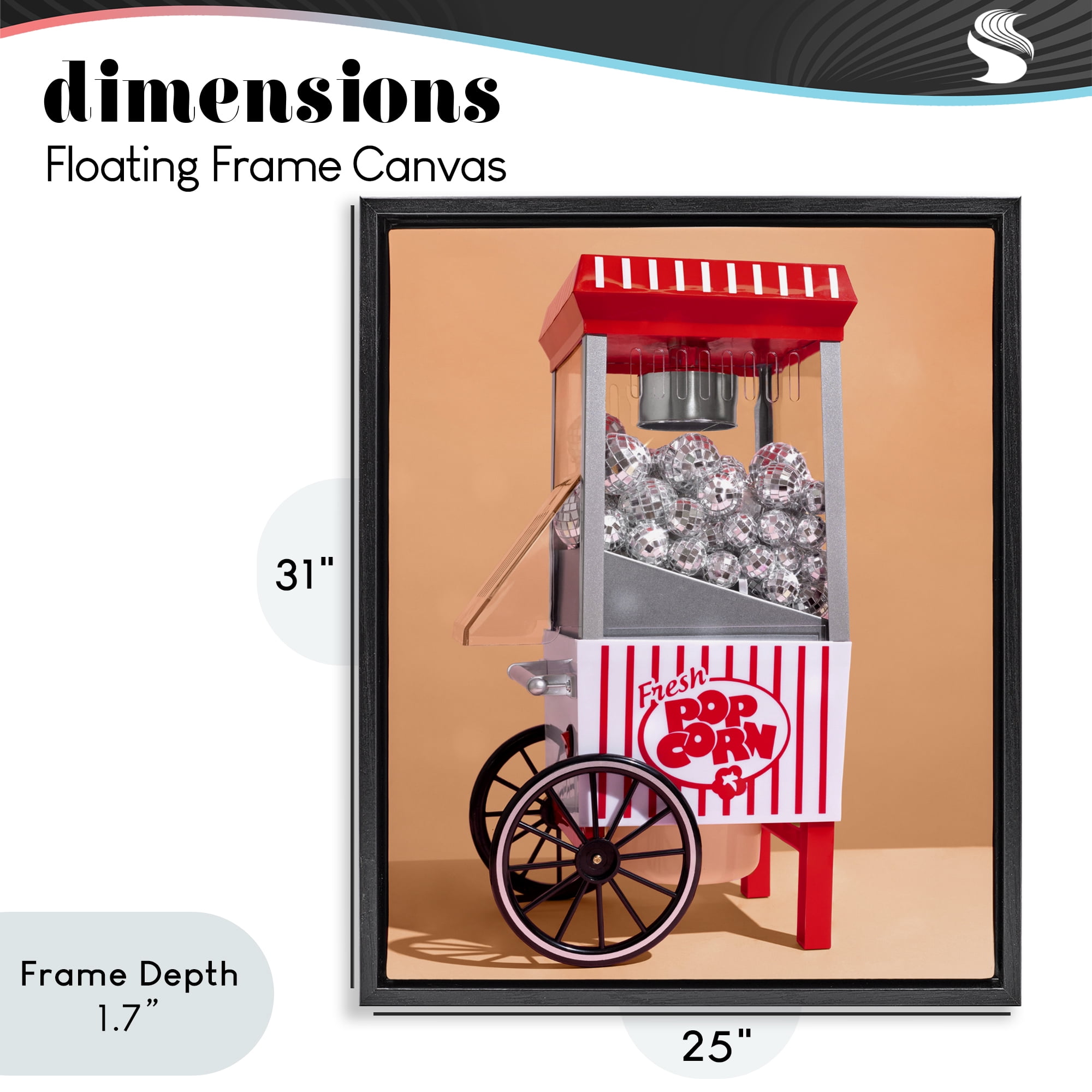Stupell Industries Retro Disco Popcorn Machine Black Framed Floater Canvas Wall Art, design by LISH Creative