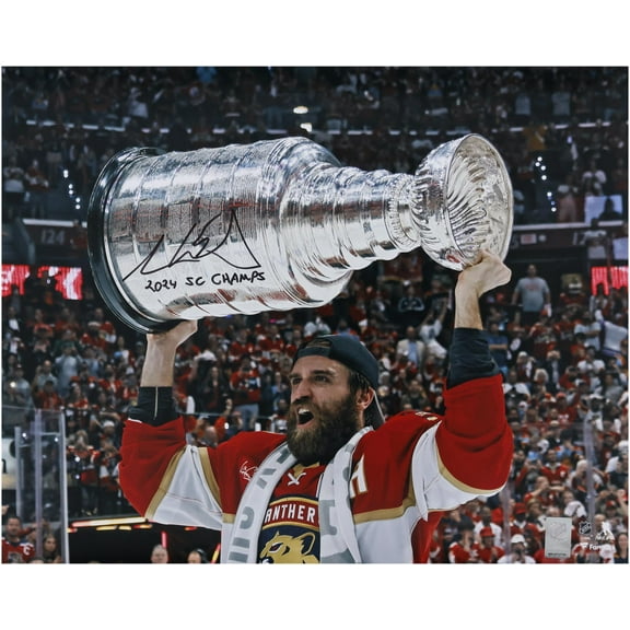 Aaron Ekblad Florida Panthers Autographed 2024 Stanley Cup Champions 16" x 20" Raising Cup Photograph with "2024 SC Champs" Inscription - Fanatics Authentic Certified