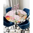 thumbnail image 2 of Easter Round Fitted Tablecloth with Elastic Floral Bunny Tablecloths Spring Pink Buffalo Plaid Table Cover for Kitchen Dinner Holiday Party Picnic Indoor Outdoor Fits Tables up to 45"- 52" Diameter, 2 of 6