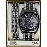 Elgin Adult Male Crystal Accented Ionic Watch and Matching Bracelet, Black (FG9752ST)