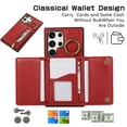 thumbnail image 6 of ELEHOLD Case for Samsung Galaxy S24 Ultra, Zipper Leather Wallet Crossbody Case with Detachable Ring Kickstand & Card Slots,Red, 6 of 9