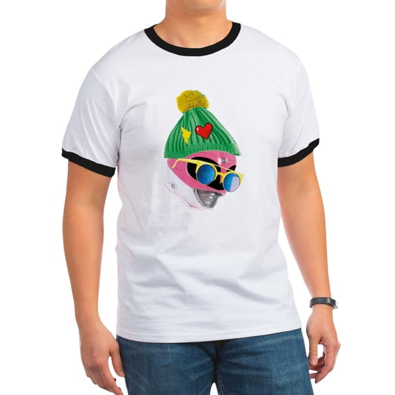 CafePress - Power Rangers Pink Ranger Wea Men's Ringer T Shirt - 100% Cotton Ringed T-Shirt