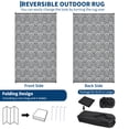 thumbnail image 4 of HIWEAVER 9' x 18' Gray/White Outdoor Rug PP Plastic Straw Woven Waterproof Patio Rug with Border Portable Outside Carpet for Balcony Deck Picnic Garden Decor, 4 of 7