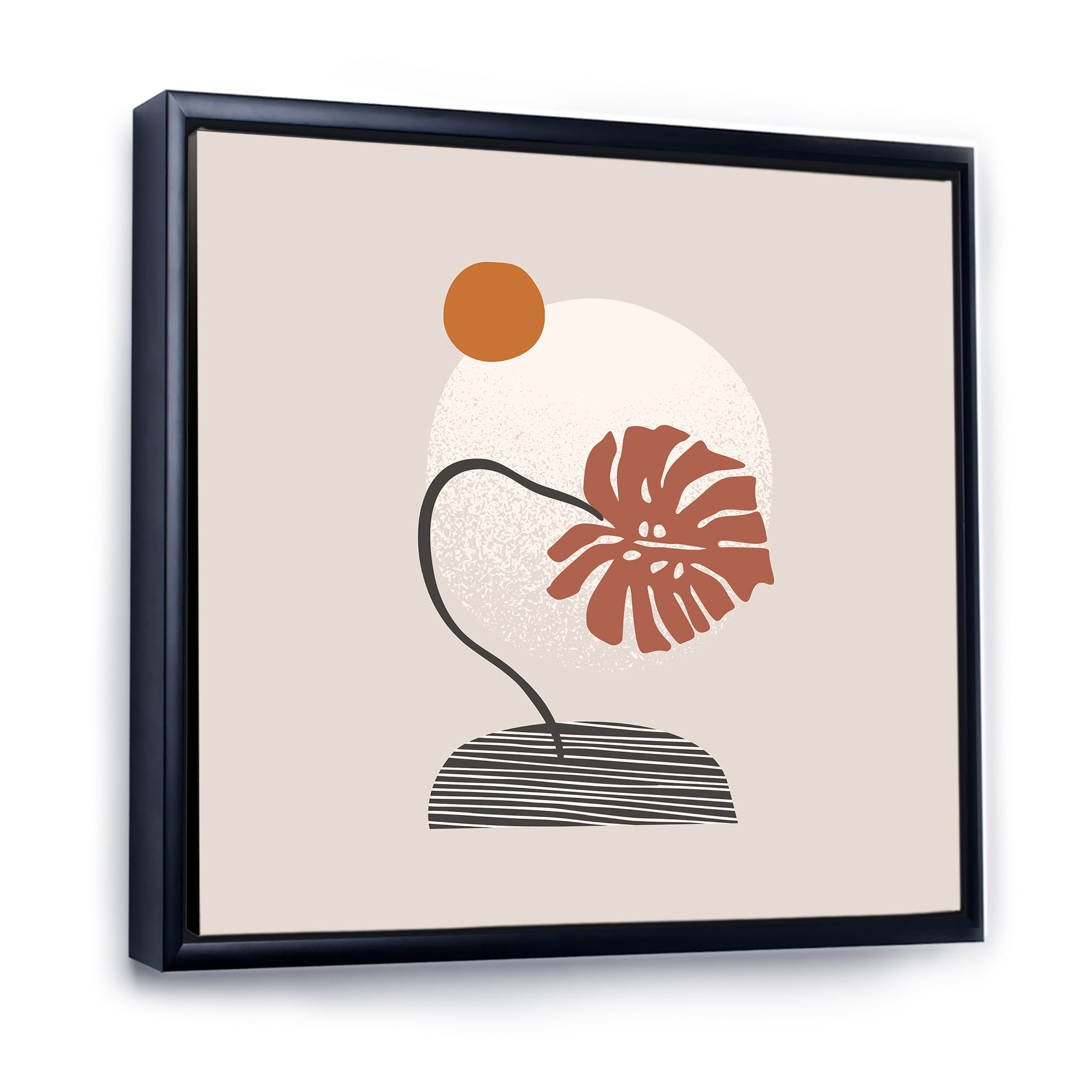 Designart 'Abstract Geometry Shapes and Tropical Palm Leaf III' Modern Framed Canvas Wall Art Print