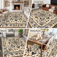 thumbnail image 6 of Vintage Flowers Pattern Washable Area Rug 8 x 10 ft Brown Classical Bohemian Style , Soft Non Slip Rugs Stain Repellent Indoor Felt Carpet for Living Dining Room Bedroom Home Office, 6 of 9