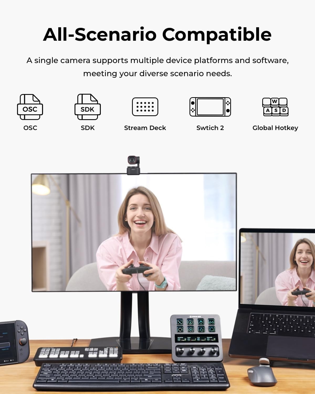 OBSBOT Tiny 3 Lite AI-Powered Spatial Audio 4K Webcam - Compact AI Tracking