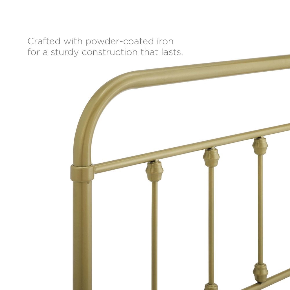 Modway Sage Modern Farmhouse Twin Metal Spindle Headboard in Gold