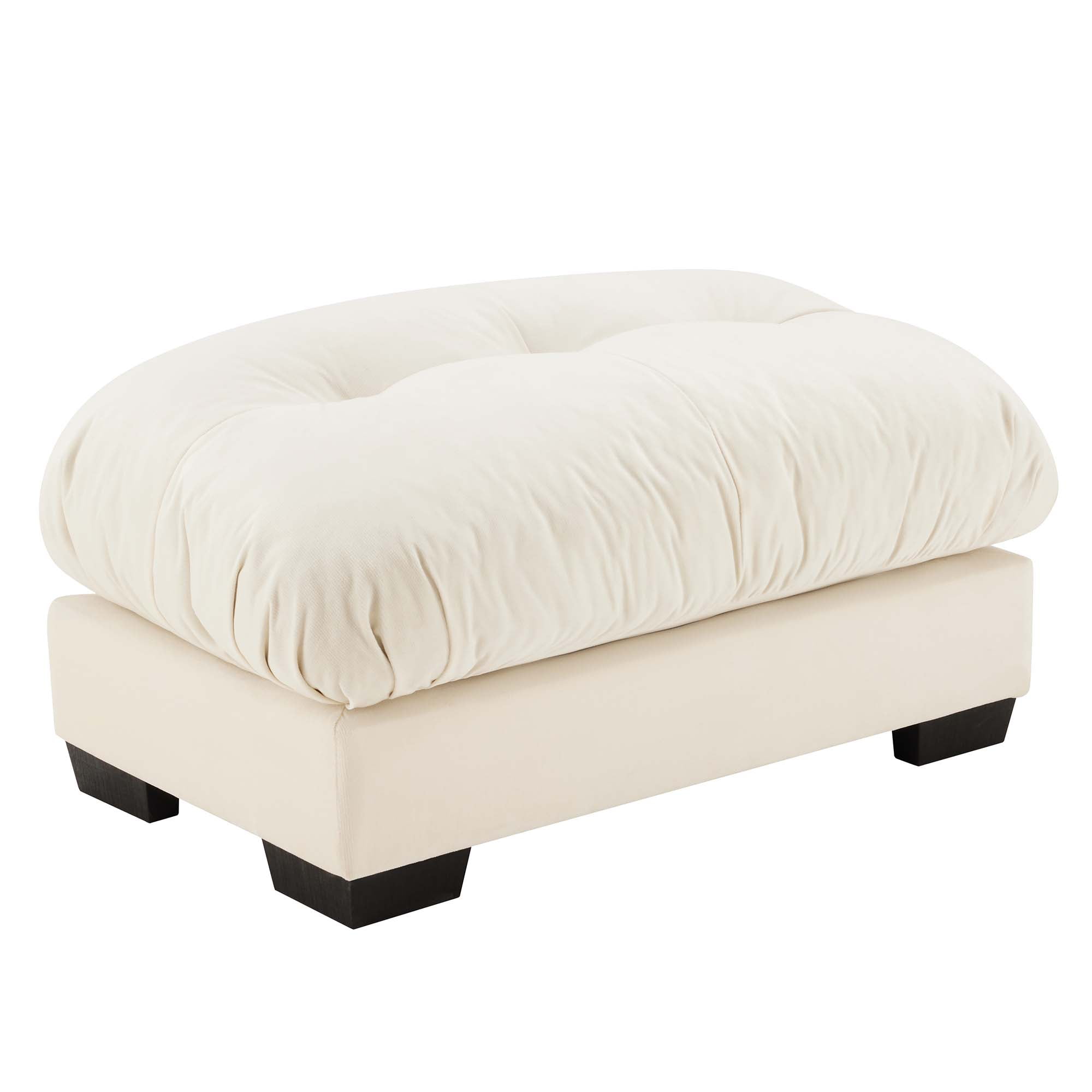 FFH Ottoman for Sectional Sofa, Velvet Cloud Ottoman for Couch, Beige