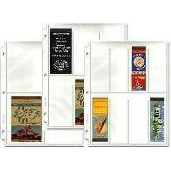 Matchcover Collecting Binder Page Assortment, 25 clear plastic pocket pages, fits any 3 ring binder