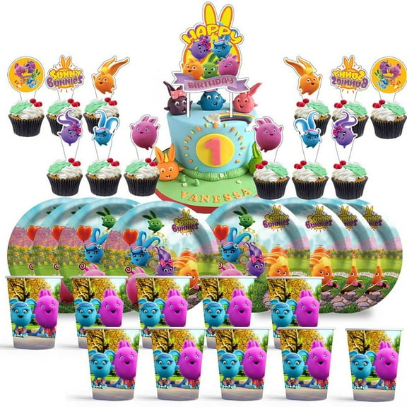 Sunny Bunnies Birthday Cups Party Supplies Plates Decorations Cake Topper Decor