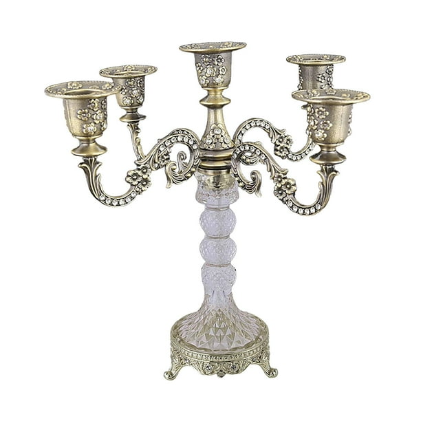 Candelabro de 5 brazos con forma cónica, adorno decorativo, candelabro de moda Bronce