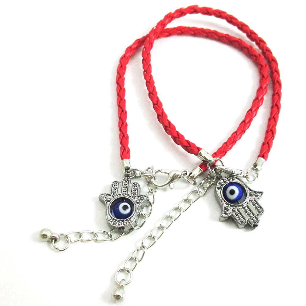 1pc Evil Eye Hamsa Hand String Kabbalah Bracelets for Protection and Luck Hand-Woven Red Black Cord Thread Friendship Bracelet Anklet HS025-1