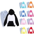thumbnail image 4 of Kids Girls Tracksuit Clothes Set Long Sleeve Hoodie Sweatshirt Pants Two Piece Color Casual Outfit For Toddler Casual Pants Set 9-10 Years, 4 of 5