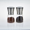 thumbnail image 2 of CHAO Molinillos de sal y pimienta – Juego de molinillos manuales para sal gruesa, pimienta en grano y sal rosa del Himalaya – Salero y pimentero de acero inoxidable y cristal – Con molinillo regulable, 2 of 5