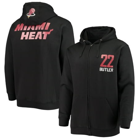 Men's Fanatics Branded Jimmy Butler Black Miami Heat Player Name & Number Full-Zip Hoodie Jacket