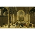thumbnail image 2 of Cornelis van Dalem 24x17 Gold Ornate Framed and Double Matted Museum Art Print Titled - Church Interior with Christ Preaching to a Congregation (1545 - 1570), 2 of 4