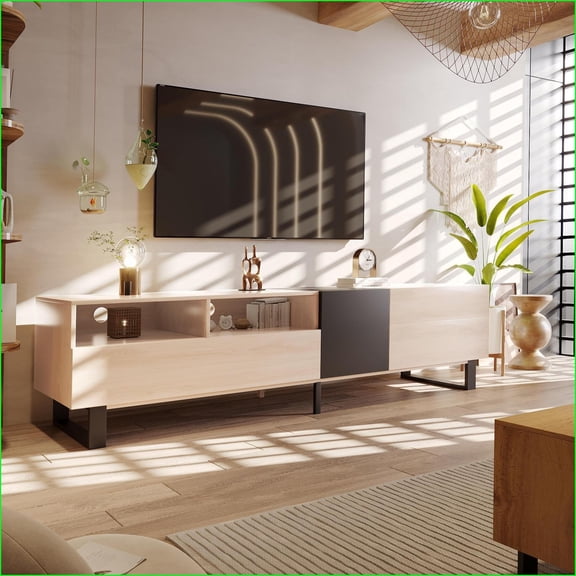 TV Furniture, Modern Entertainment Center for 80'' TV with Storage & Drop Down Door | Particle Board | TV Size 70-80 Inches