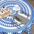 thumbnail image 5 of Oktoberfest Round Tablecloth 60 Inch Blue and White Checked Table Cloths Polyester Fabric Bavarian Blue Gingham Table Cover Background for Oktoberfest Party Decorations Kitchen Picnic Party Outdoor, 5 of 6