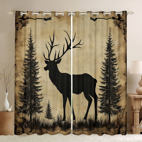 Castle Fairy Deer Black Out Curtains,Jungle Wildlife Curtains Pack of 2 (42x63 Each)