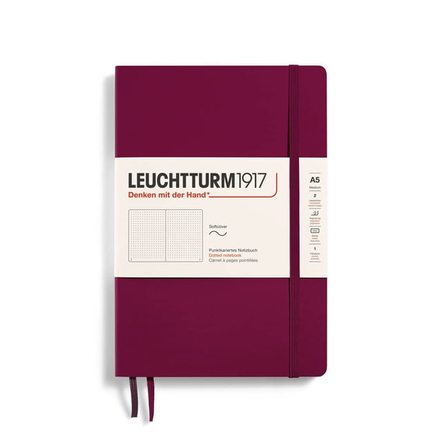 Cuaderno LEUCHTTURM1917, tapa blanda, tamaño mediano, A5, 123 páginas con puntos