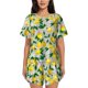 thumbnail image 1 of Fotbe Lemon1 Conjunto de Pijama Estampado para Mujer, 2 Piezas, Ropa de Dormir con Camiseta de Manga Corta y Shorts Suaves-Small, 1 of 6