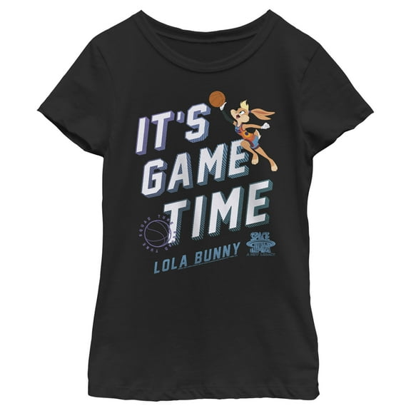 Girl's Space Jam: A New Legacy Lola Bunny It's Game Time  Graphic Tee Black X Small