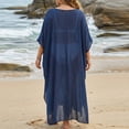 thumbnail image 4 of ZACPNCV Plus Size Women Sheer V Neck Loose Fit Dress Cover Up Lightweight Casual Beach Tunic Swimsuit Bikini Shawl Summer Outdoor, 4 of 6