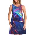 thumbnail image 1 of Cauagu Robe d'Été Étoilée pour Femmes, Robe Sans Manches Décontractée de Vacances Col Rond avec 2 Poches, 1 of 7