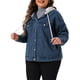 thumbnail image 4 of Chaqueta de mezclilla para mujer de tallas grandes Agnes Orinda con capucha desmontable y cordón, con bolsillos, chaquetas de mezclilla 3X azul, 4 of 6