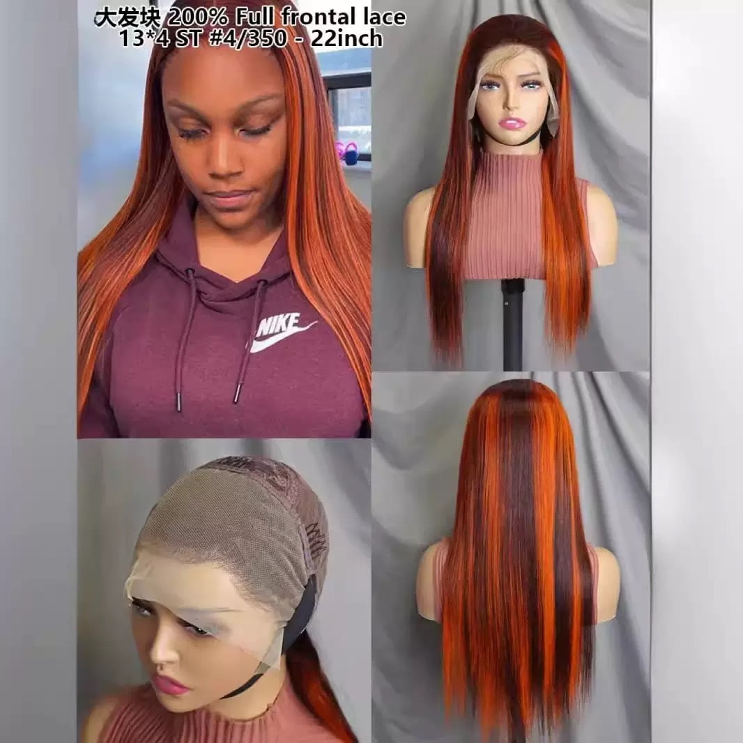 13x4 Full Frontal Lace Glueless 22inch wig many Colors available STRAIGHT 200% High-Density Pre-Plucked Human Hair Wigs Long Hair