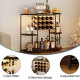 thumbnail image 3 of Wine Bar Cabinet with LED Lights, Mini Wine Bar Cart with Storage and Glass Holder, Home Bar Coffee Bar for Liquor, 3-Tier Bar Table for Kitchen, Dining Room, Living Room, Black, 3 of 18