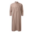 thumbnail image 3 of Bcfgryg Men's Long Sleeve Muslim Robe Button Down Clothing Yellow, 3 of 4