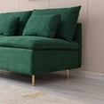 thumbnail image 5 of Loveseat Sofa Couch, Armless Settee Bench Upholstered 2-Seat Sofa with Gold Metal Legs & 2 Throw Pillows, Modern Cotton Linen Fabric Lazy Sofa for Small Living Room Bedroom Apartment, Emerald, 5 of 6