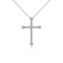 ANGARA Natural Prong-Set Diamond Budded Cross Pendant in 14K White Gold for Women (Size-2.4mm| Color-K| Clarity-I3) | April Birthstone, Anniversary, Jewelry Gift for Women | Natural Diamond Necklace
