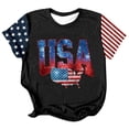 thumbnail image 4 of Women's American Flag Print T Shirts 4th of July Patriotic Independence Day Crew Neck Short Sleeve Tops Summer Casual Pullover Tees, 4 of 4