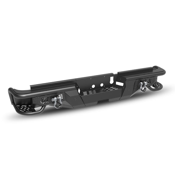 Full Width Rear Bumper for 2019-2024 Ram 2500 | Modular 3-Piece Heavy Duty Bumper Design | Retains Factory Sensors & Tow Hitch | Q235A Steel with Antiskid Steps & 4" Pod Lights