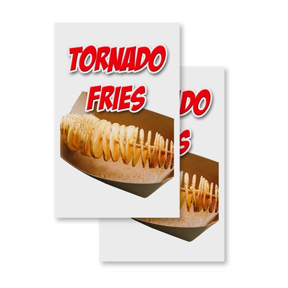 Tornado Fries (2-PACK) 24" x 36" Vinyl Decals | Sign Insert Peel & Stick Decals Stickers Window Signs