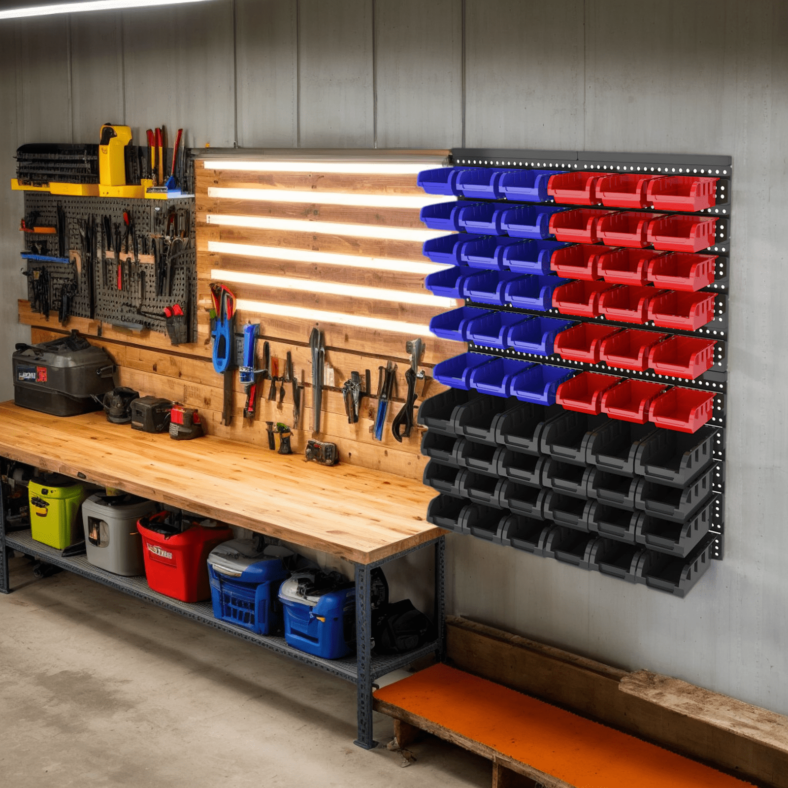 Wall Mounted Storage Bins, 60 PCS Wall Mount Tool Organizer Bins,Plastic  Tool Box Organizer For Tools, Hardware, Crafts, Office Supplies