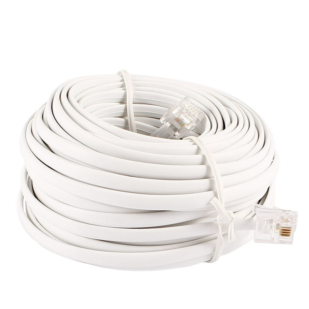 Unique Bargains White 50Ft Feet Telephone Phone Flat Extension Cord