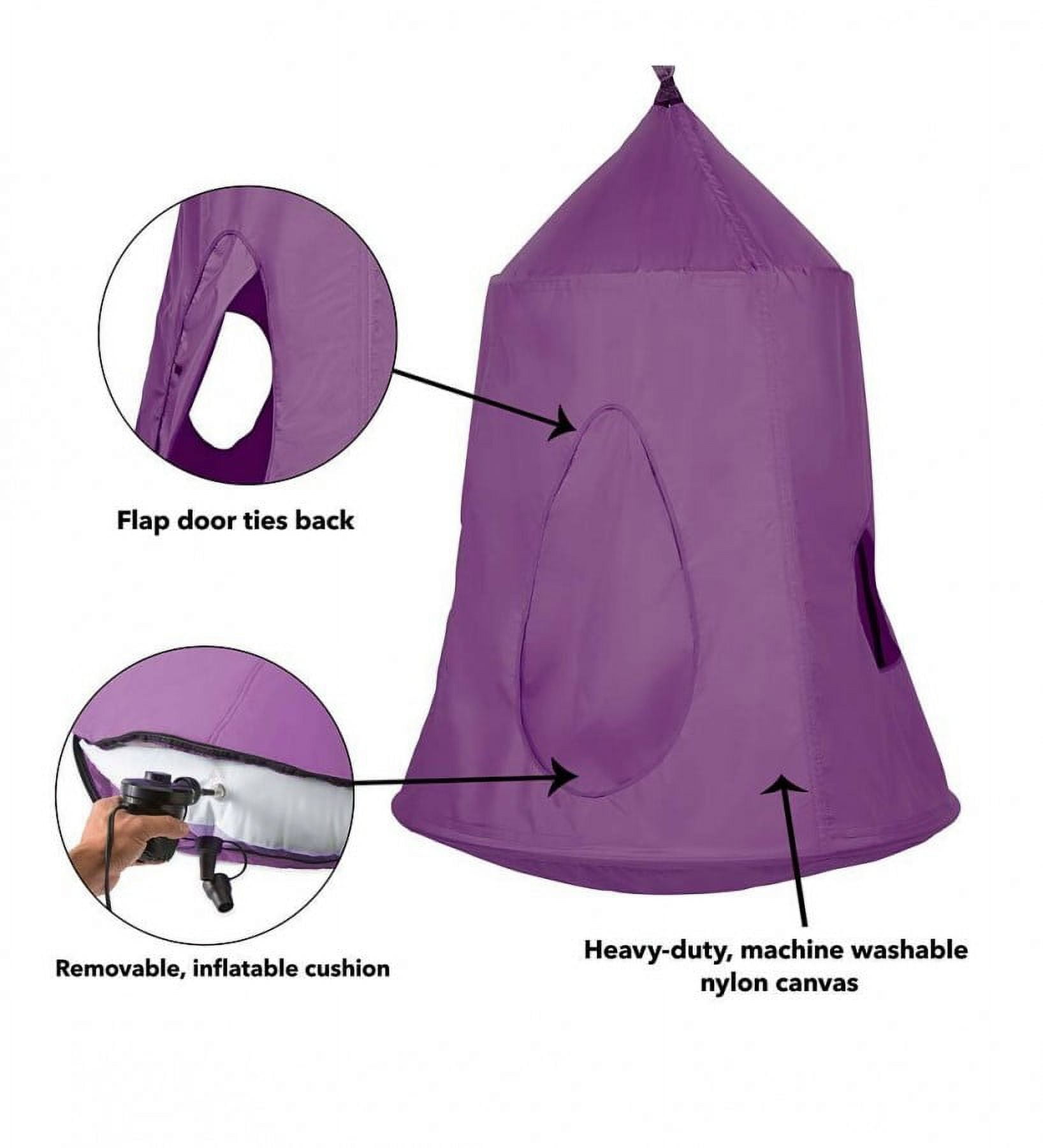HearthSong HugglePod HangOut Nylon Hanging Tent and Family HangOut Steel Stand Set, Purple